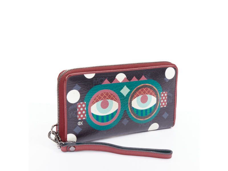 MCM MCM CRAIG KARL 2013 Beyond Snowdome black graphic eye leather zip around long wallet Size ONE SIZE - 3 Thumbnail