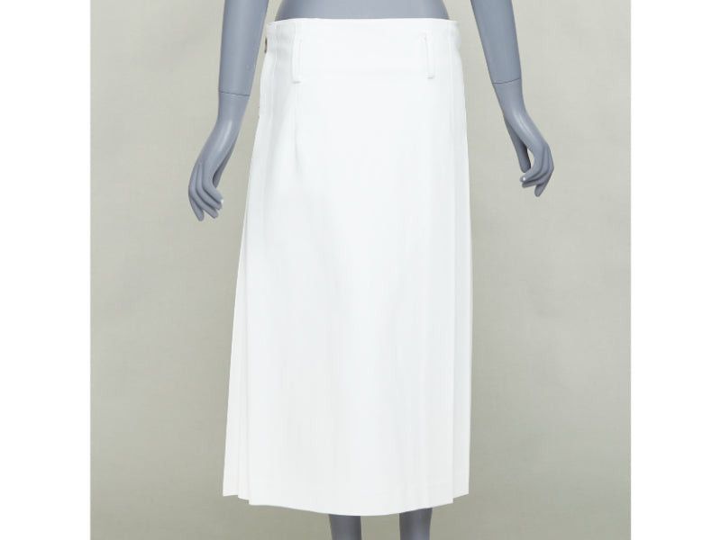 Comme des Garcons COMME DES GARCONS Homme Plus 2018 white PU cowhide leather trimmed pleated kilt skirt S Size US 28 / EU 44 - 5 Thumbnail
