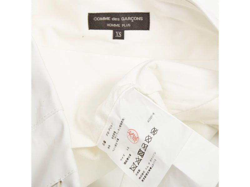 Comme des Garcons COMME DES GARCONS Homme Plus 2018 white PU cowhide leather trimmed pleated kilt skirt S Size US 28 / EU 44 - 8 Thumbnail