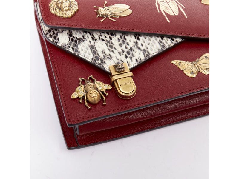 Gucci GUCCI Ottilia Bamboo Top Handle red gold insect embellished bag Size ONE SIZE - 8 Thumbnail