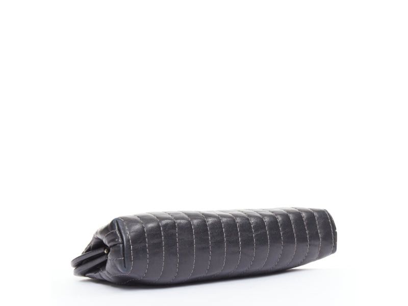 Chanel CHANEL 2005 Mademoiselle Ligne black vertical quilting lambskin kisslock clutch bag Size ONE SIZE - 5 Thumbnail