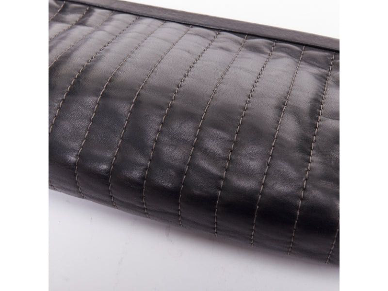Chanel CHANEL 2005 Mademoiselle Ligne black vertical quilting lambskin kisslock clutch bag Size ONE SIZE - 8 Thumbnail