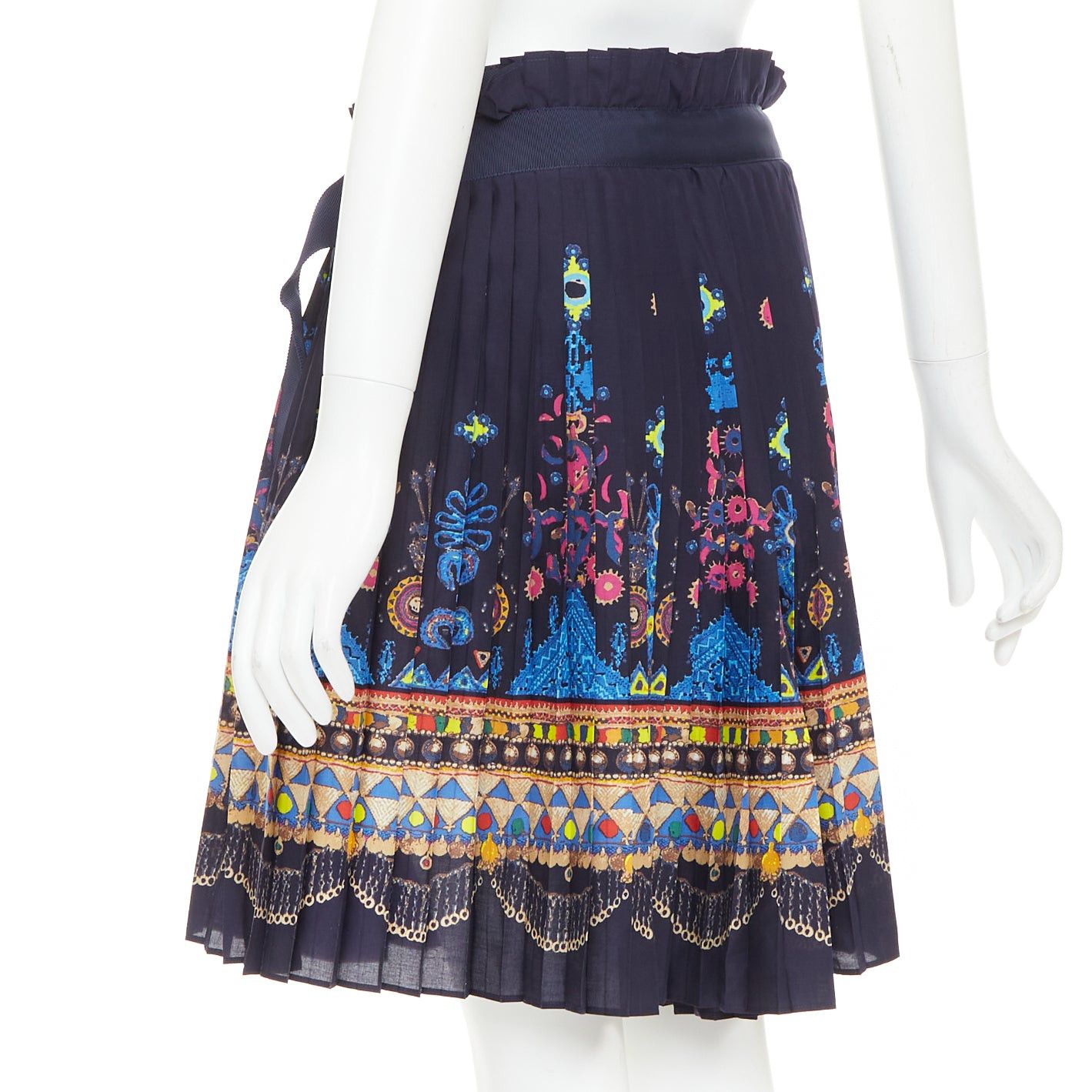 Sacai SACAI 2017 navy multicolor circus print belted pleated wrap skorts JP1 S Size 28" / US 6 / IT 42 - 6 Thumbnail