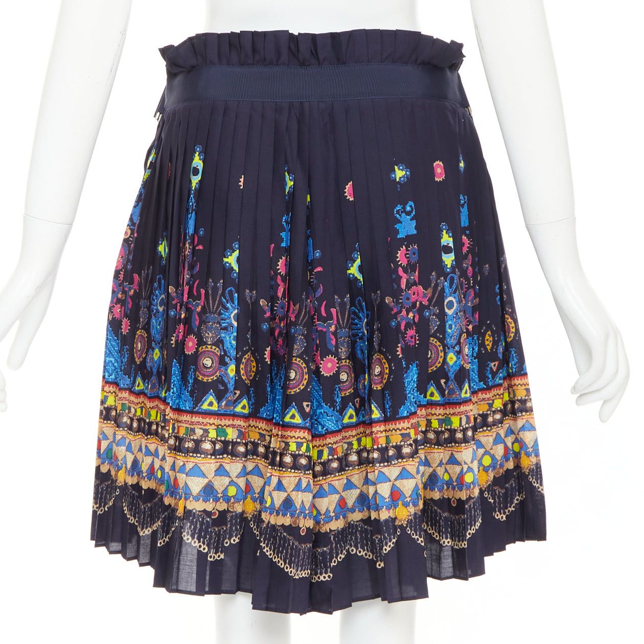 Sacai SACAI 2017 navy multicolor circus print belted pleated wrap skorts JP1 S Size 28" / US 6 / IT 42 - 5 Thumbnail