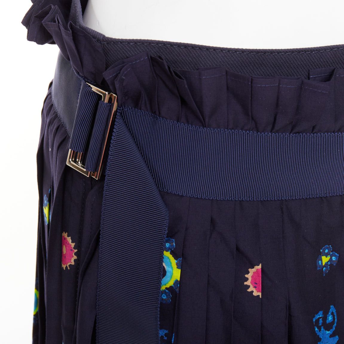 Sacai SACAI 2017 navy multicolor circus print belted pleated wrap skorts JP1 S Size 28" / US 6 / IT 42 - 2 Thumbnail