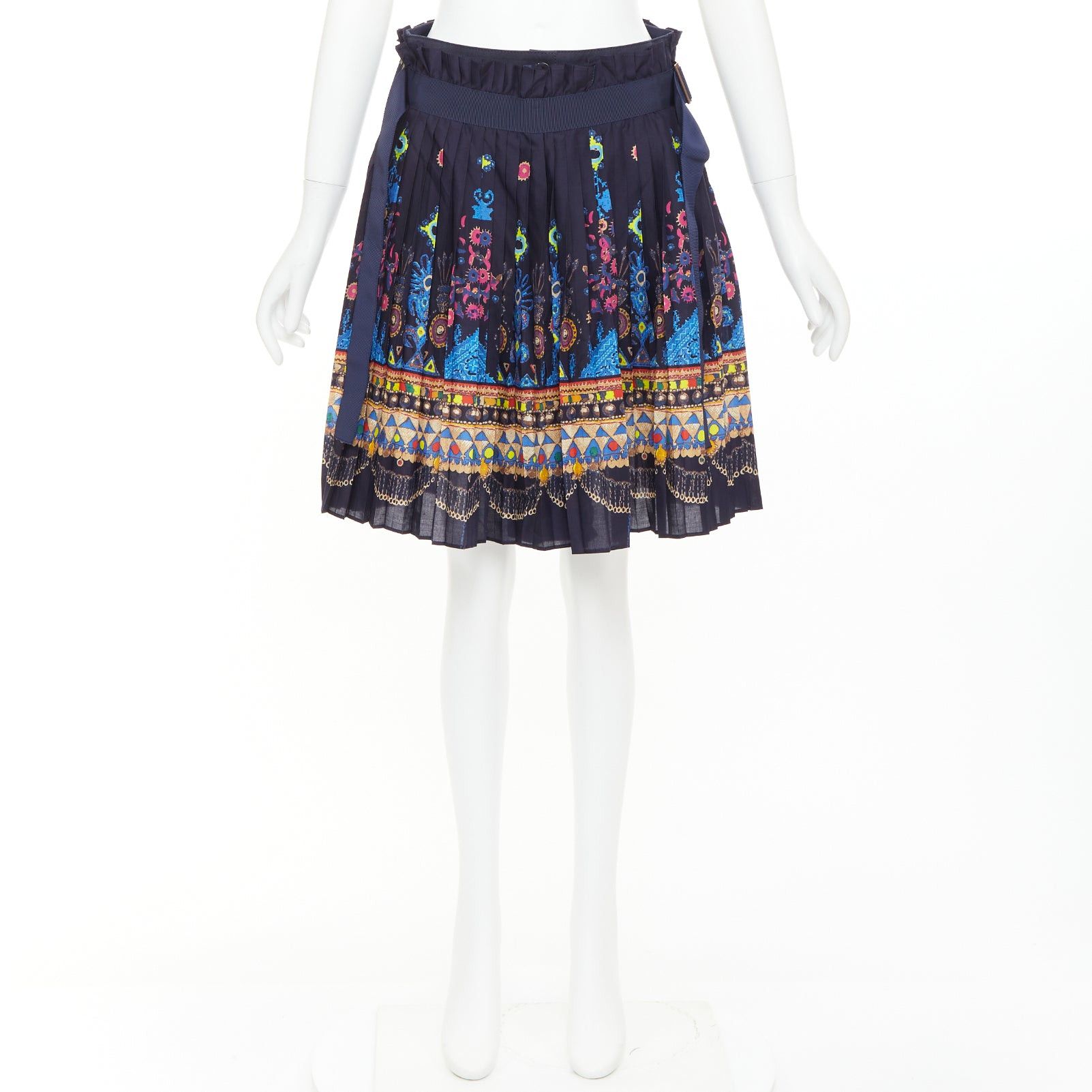 Sacai SACAI 2017 navy multicolor circus print belted pleated wrap skorts JP1 S Size 28" / US 6 / IT 42 - 9 Thumbnail