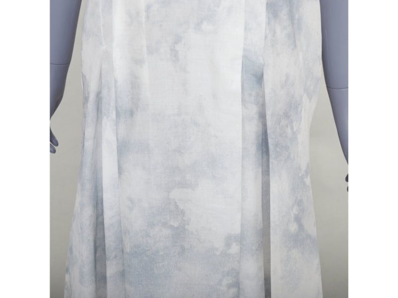 Marni MARNI off white steel blue tie dye print cotton round neck layered dress IT36 XXS Size XS / US 0-2 / IT 36-38 - 7 Thumbnail