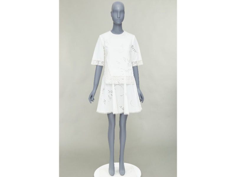 Stella McCartney STELLA MCCARTNEY 2015 cream cotton eyelets lace trim half sleeve dress IT38 XS Size XS / US 0-2 / IT 36-38 - 9 Thumbnail