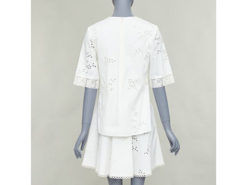 Stella McCartney STELLA MCCARTNEY 2015 cream cotton eyelets lace trim half sleeve dress IT38 XS Size XS / US 0-2 / IT 36-38 - 5 Thumbnail