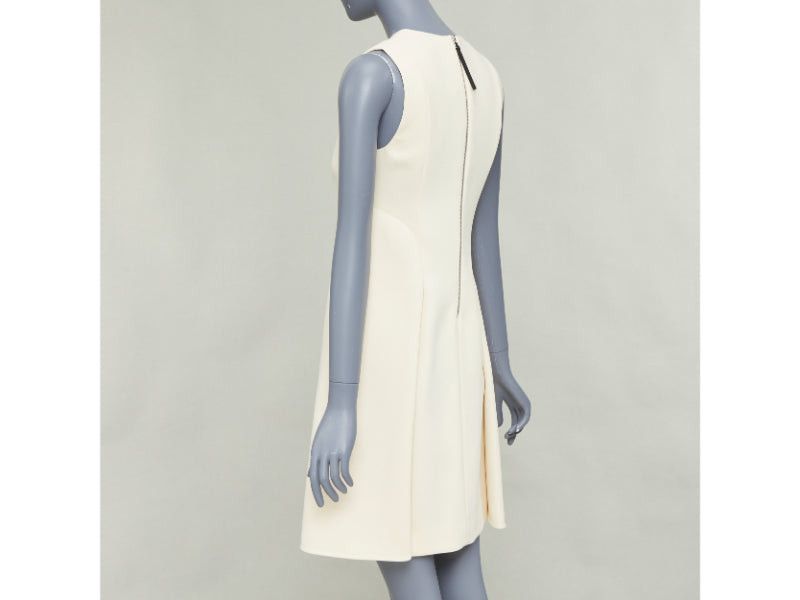 Marni MARNI cream wool curved hip seam pleated crew knee shift dress IT38 XS Size XS / US 0-2 / IT 36-38 - 6 Thumbnail