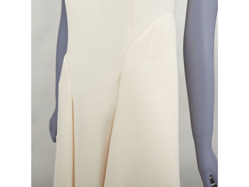 Marni MARNI cream wool curved hip seam pleated crew knee shift dress IT38 XS Size XS / US 0-2 / IT 36-38 - 7 Thumbnail