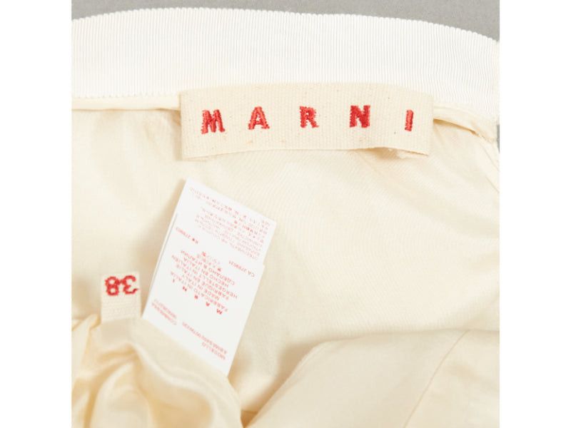 Marni MARNI cream wool curved hip seam pleated crew knee shift dress IT38 XS Size XS / US 0-2 / IT 36-38 - 8 Thumbnail