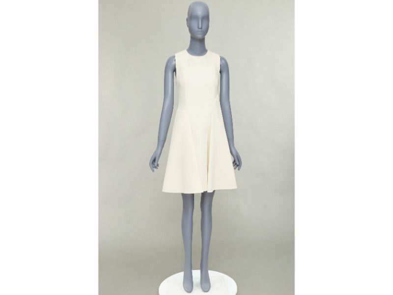 Marni MARNI cream wool curved hip seam pleated crew knee shift dress IT38 XS Size XS / US 0-2 / IT 36-38 - 9 Thumbnail