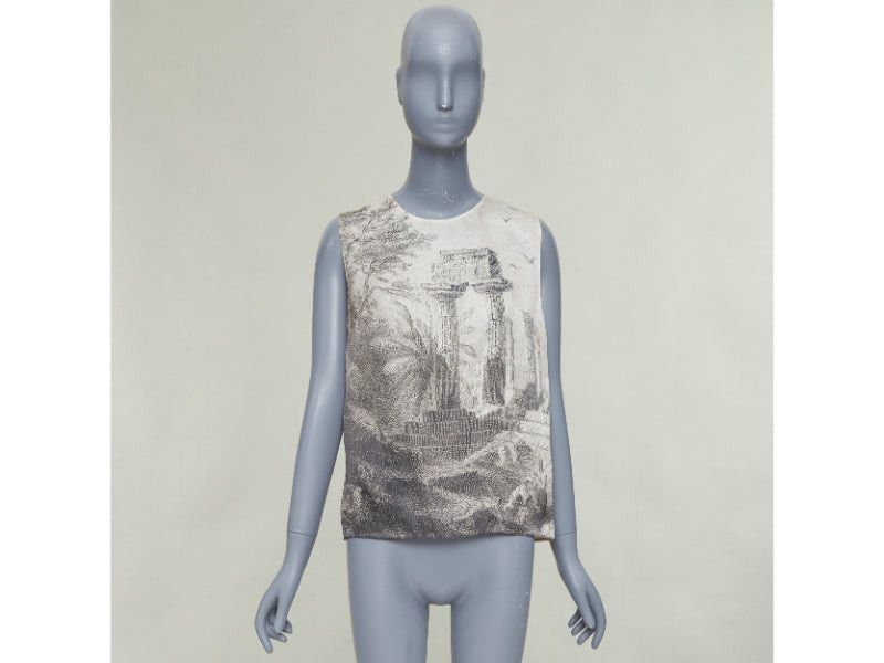 Dolce & Gabbana DOLCE GABBANA 2014 100% silk Greek Temple Ruins print sleeveless top IT40 S Size S / US 4 / IT 40 - 9 Thumbnail