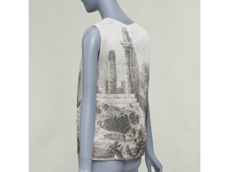 Dolce & Gabbana DOLCE GABBANA 2014 100% silk Greek Temple Ruins print sleeveless top IT40 S Size S / US 4 / IT 40 - 6 Thumbnail