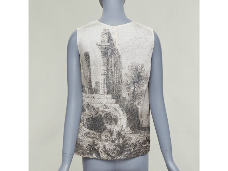 Dolce & Gabbana DOLCE GABBANA 2014 100% silk Greek Temple Ruins print sleeveless top IT40 S Size S / US 4 / IT 40 - 5 Thumbnail