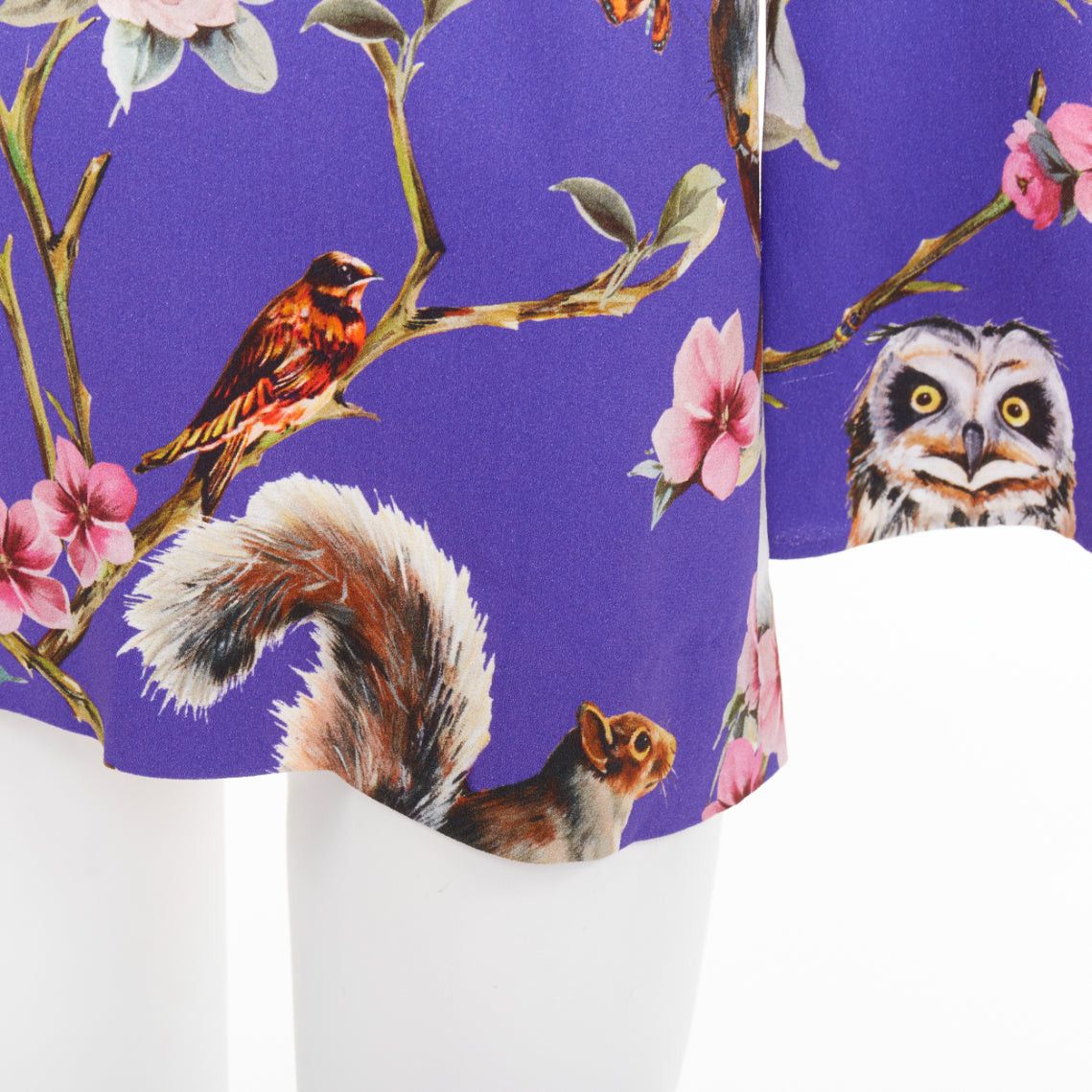 Dolce & Gabbana DOLCE GABBANA purple pink squirrel floral print cropped sleeve tunic top IT38 XS Size XS / US 0-2 / IT 36-38 - 7 Thumbnail