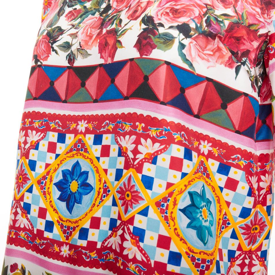 Dolce & Gabbana DOLCE GABBANA Carretto Roses pink multicolor print silk crew top IT38 XS Size XS / US 0-2 / IT 36-38 - 7 Thumbnail