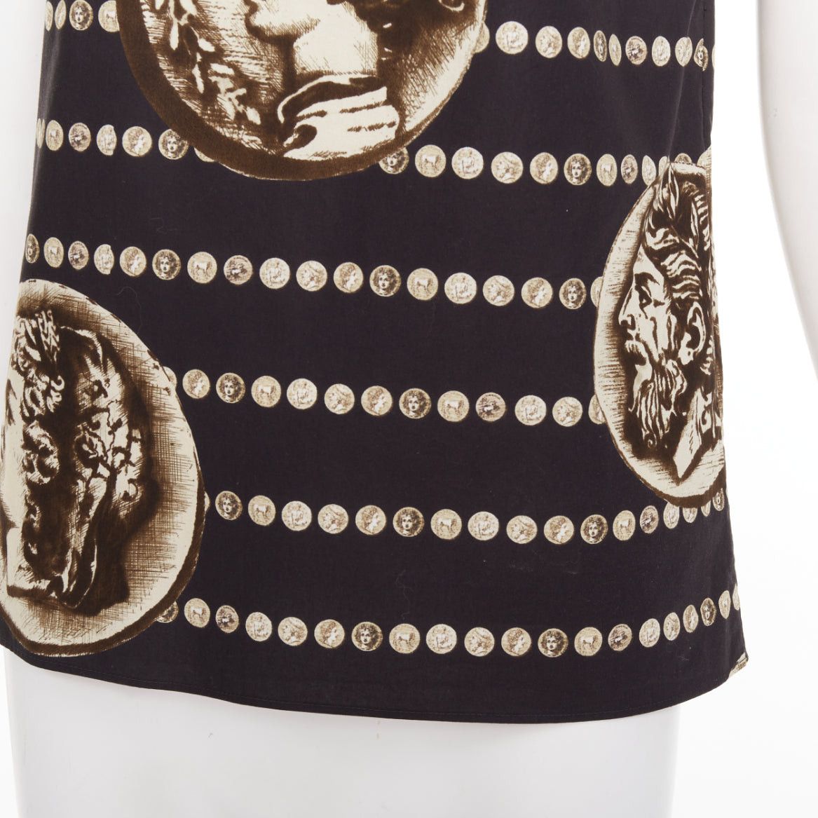 Dolce & Gabbana DOLCE GABBANA black copper cotton roman coin print cap sleeves top IT38 XS Size XS / US 0-2 / IT 36-38 - 7 Thumbnail