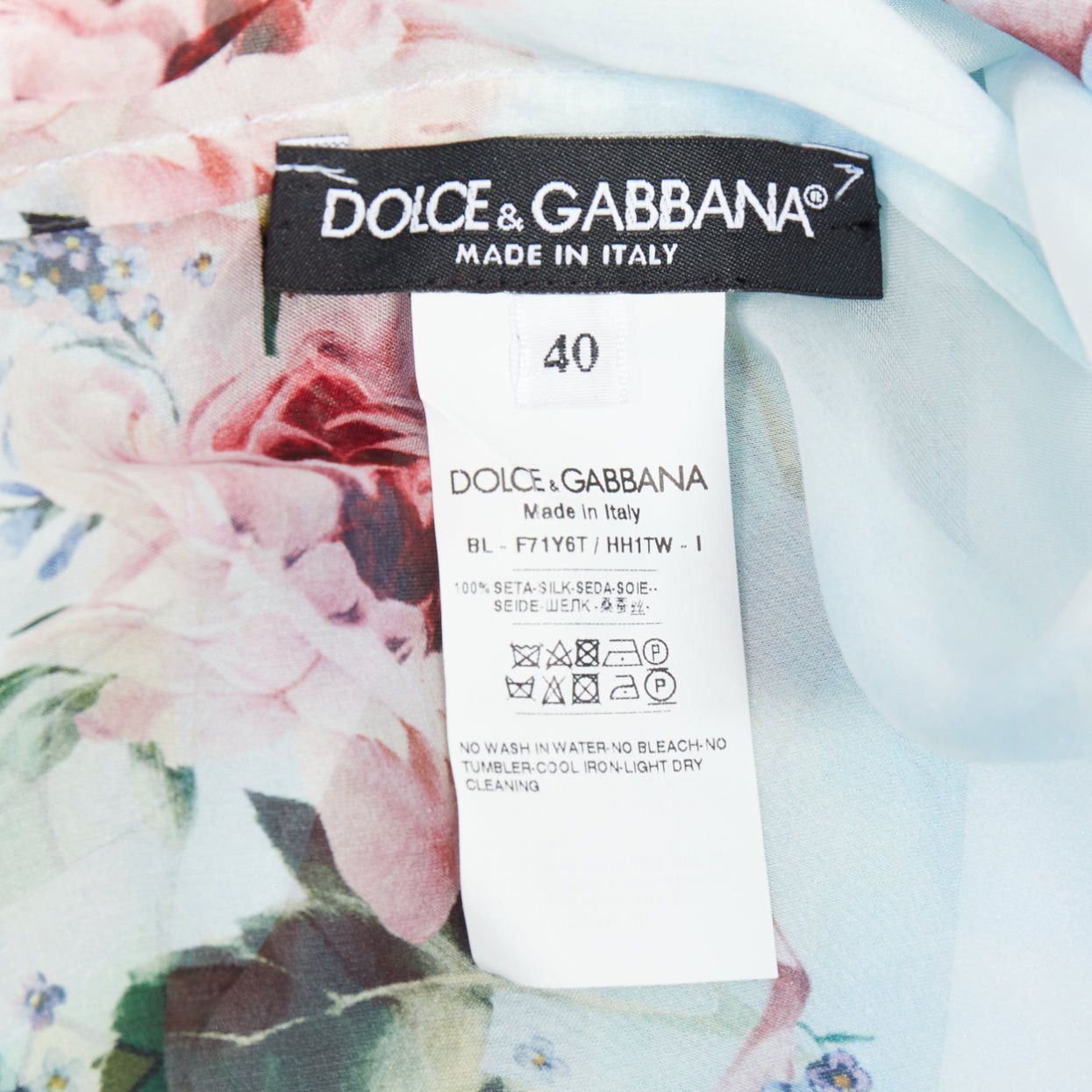 Dolce & Gabbana DOLCE GABBANA 100% silk blue Cherub Cupids print pussybow sheer blouse IT40 S Size S / US 4 / IT 40 - 8 Thumbnail