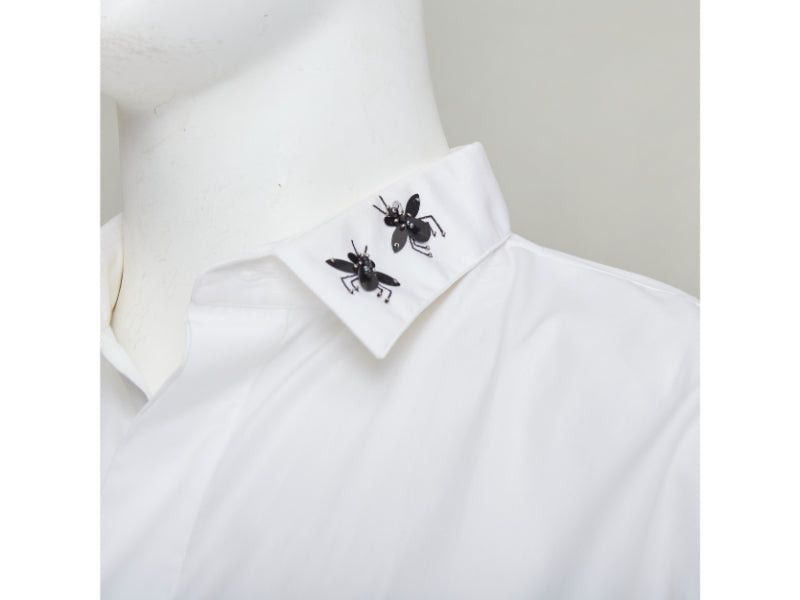 Dior DIOR HOMME white cotton black beaded triple bee collar dress shirt EU40 L Size US L / EU 52-54 / 3 - 2 Thumbnail