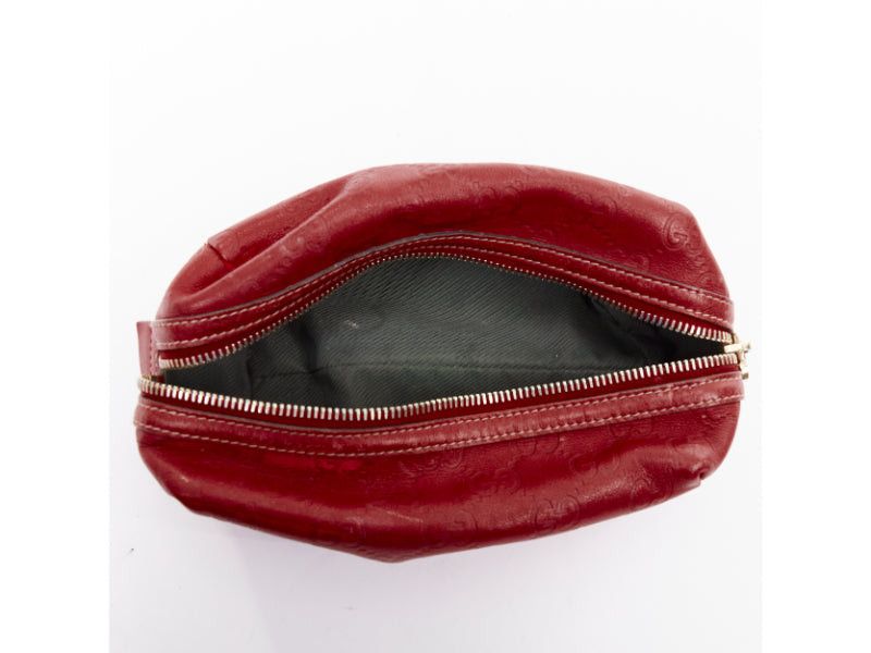 Gucci GUCCI Vintage Guccissima red leather GG emboss gold heart zip pouch make up bag Size ONE SIZE - 8 Thumbnail
