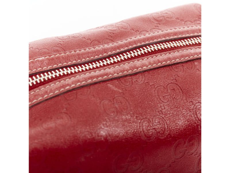 Gucci GUCCI Vintage Guccissima red leather GG emboss gold heart zip pouch make up bag Size ONE SIZE - 7 Thumbnail