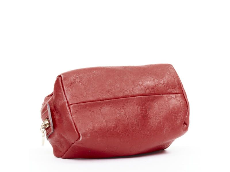 Gucci GUCCI Vintage Guccissima red leather GG emboss gold heart zip pouch make up bag Size ONE SIZE - 6 Thumbnail