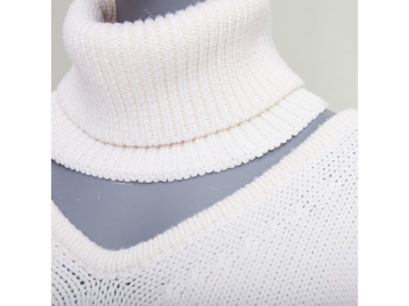 MONSE MONSE 100% wool cream deconstructed cut out turtleneck sweater XS Size S / US 4 / IT 40 - 2 Thumbnail