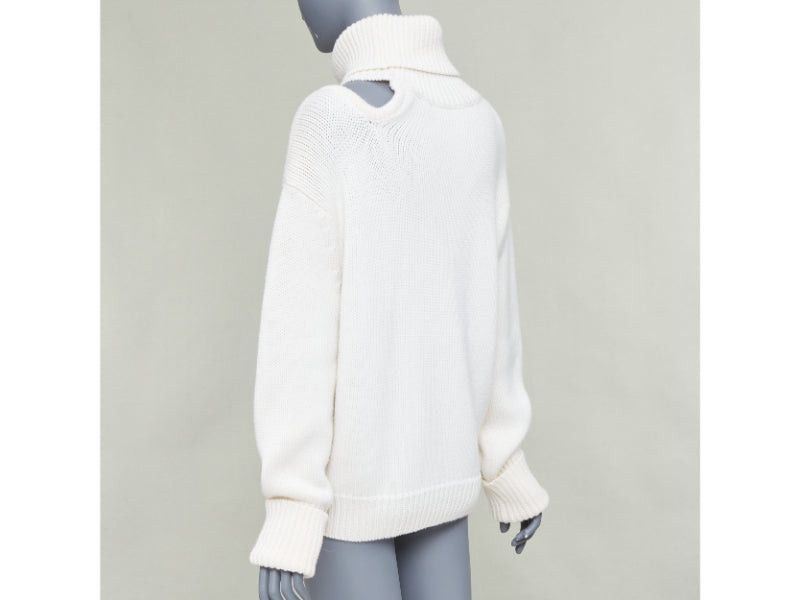 MONSE MONSE 100% wool cream deconstructed cut out turtleneck sweater XS Size S / US 4 / IT 40 - 6 Thumbnail