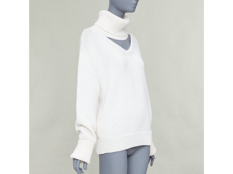 MONSE MONSE 100% wool cream deconstructed cut out turtleneck sweater XS Size S / US 4 / IT 40 - 3 Thumbnail