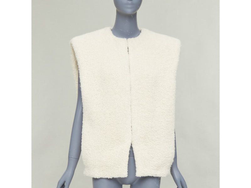 Isabel Marant ISABEL MARANT Gwendalia cream wool boucle boxy vest gilet FR34 XS Size XS / US 0-2 / IT 36-38 - 3 Thumbnail