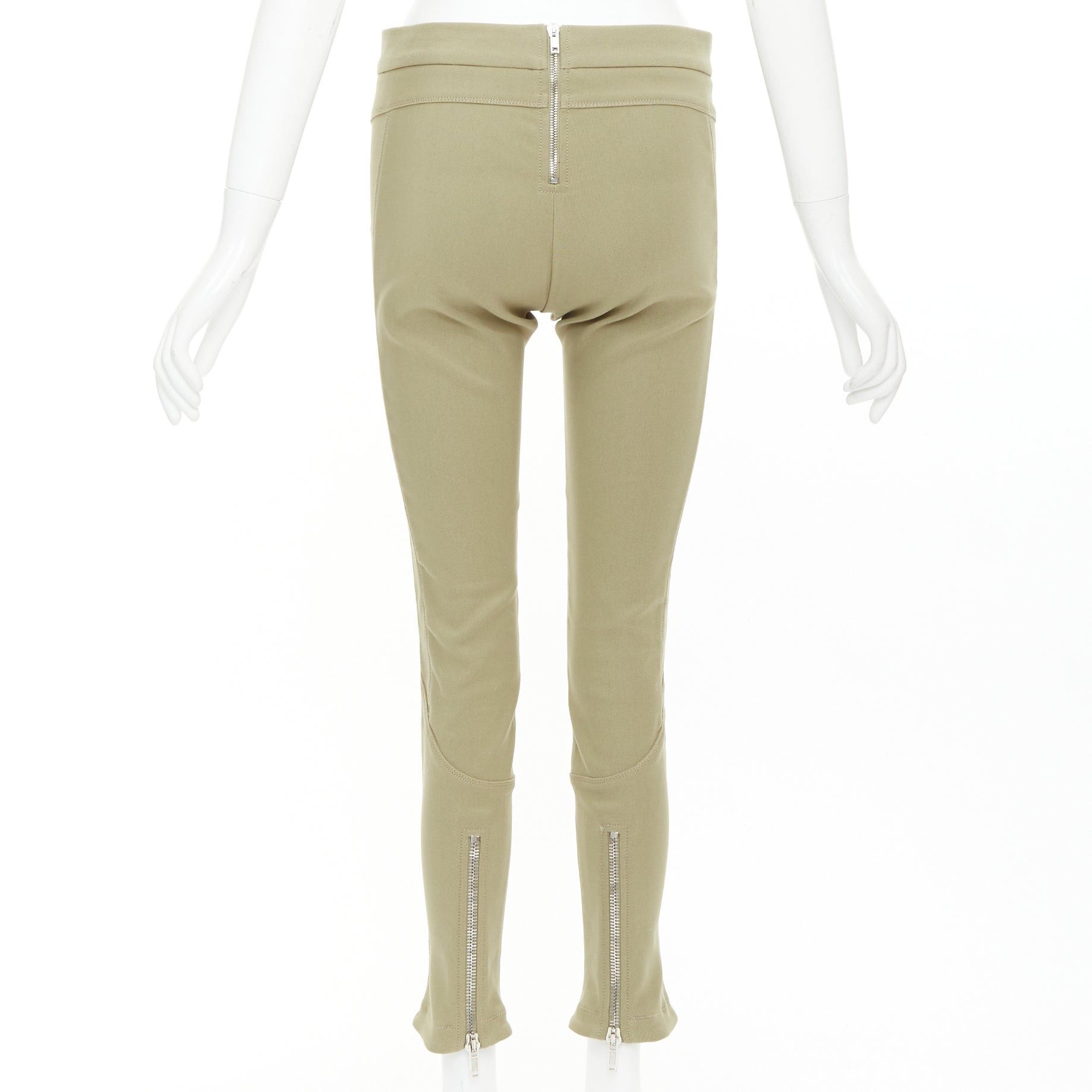Givenchy GIVENCHY khaki cotton blend skinny zip back riding pants FR36 S Size 27" / US 4 / IT 40 - 5 Thumbnail