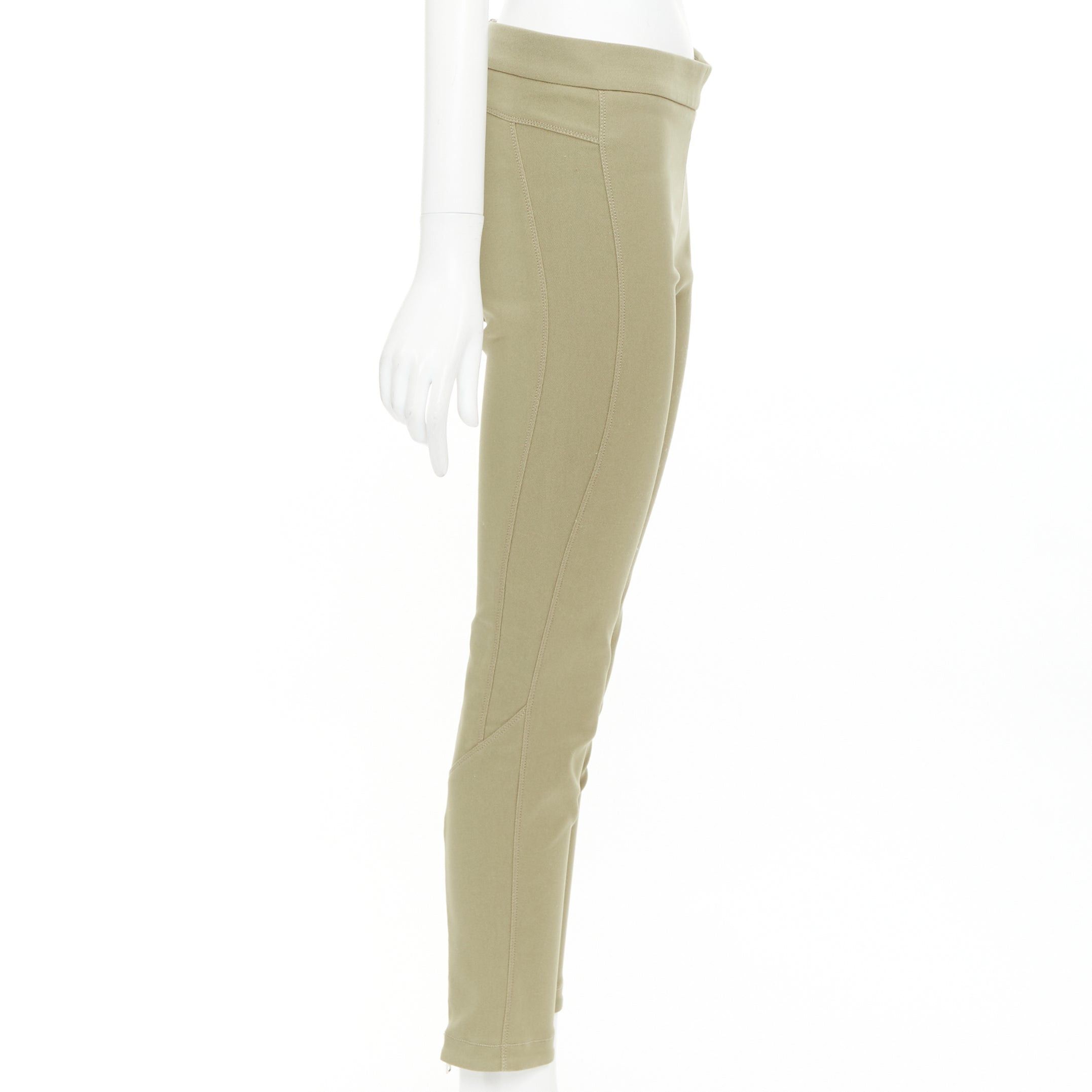 Givenchy GIVENCHY khaki cotton blend skinny zip back riding pants FR36 S Size 27" / US 4 / IT 40 - 4 Thumbnail