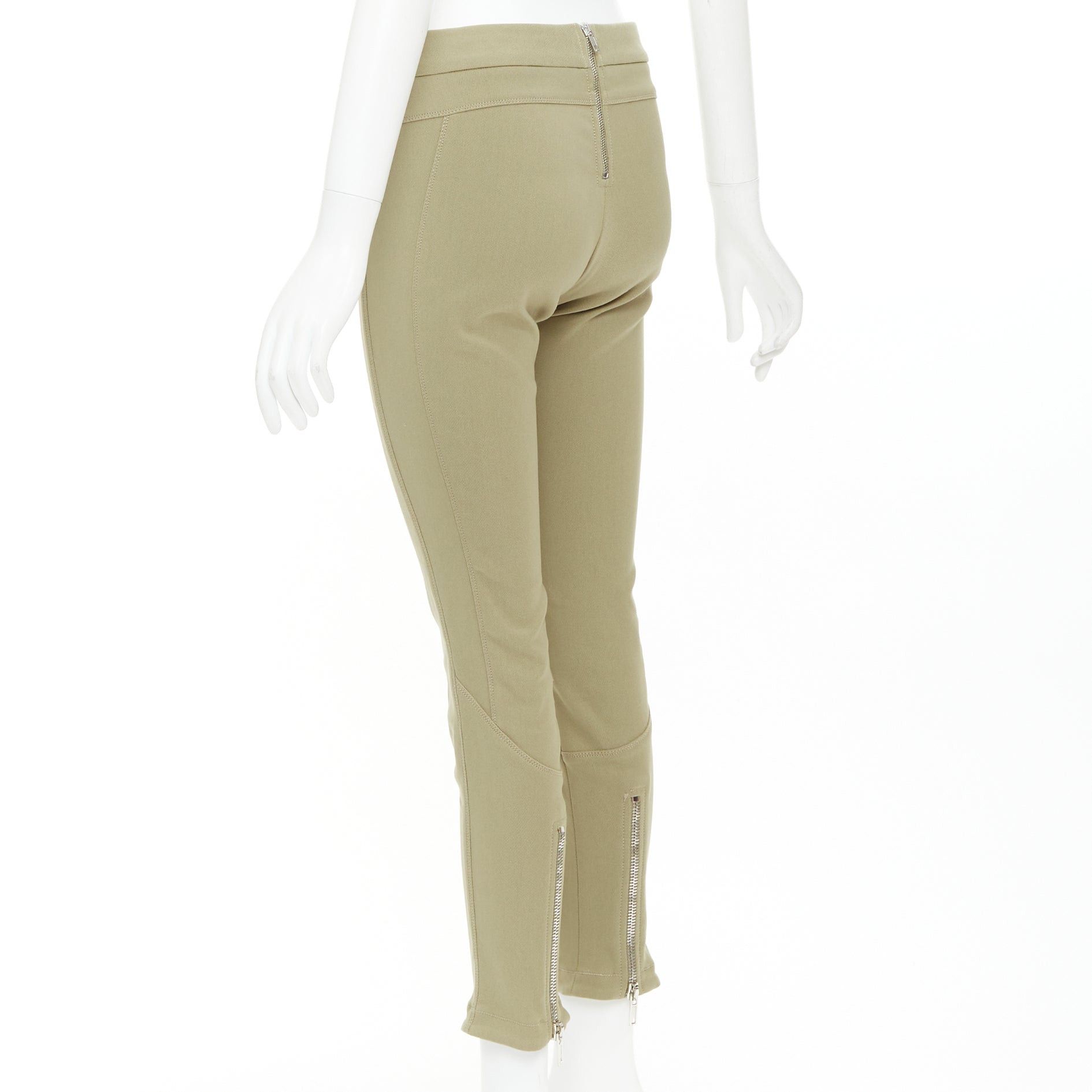 Givenchy GIVENCHY khaki cotton blend skinny zip back riding pants FR36 S Size 27" / US 4 / IT 40 - 6 Thumbnail