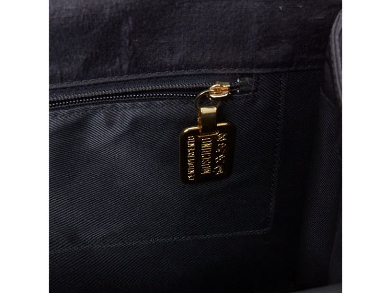 Moschino MOSCHINO 1990s Vintage black raw silk pearl gold handle tassel flap top handle bag Size ONE SIZE - 10 Thumbnail