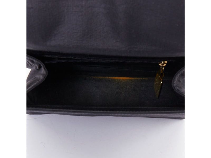 Moschino MOSCHINO 1990s Vintage black raw silk pearl gold handle tassel flap top handle bag Size ONE SIZE - 9 Thumbnail
