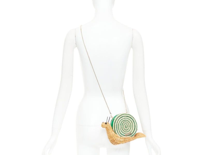 Kate Spade KATE SPADE Spring Forward Wicker Snail green raffia straw rattan crossbody clutch Size ONE SIZE - 2 Thumbnail