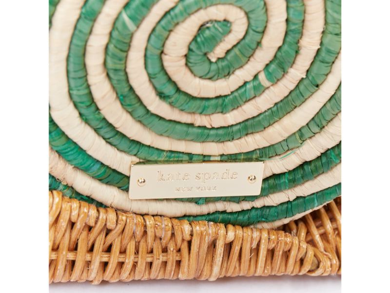 Kate Spade KATE SPADE Spring Forward Wicker Snail green raffia straw rattan crossbody clutch Size ONE SIZE - 8 Thumbnail