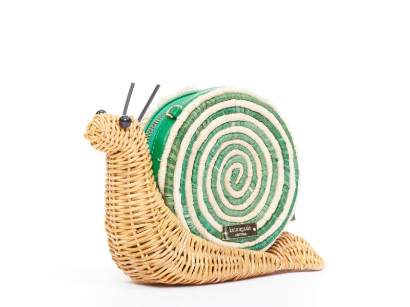 Kate Spade KATE SPADE Spring Forward Wicker Snail green raffia straw rattan crossbody clutch Size ONE SIZE - 3 Thumbnail