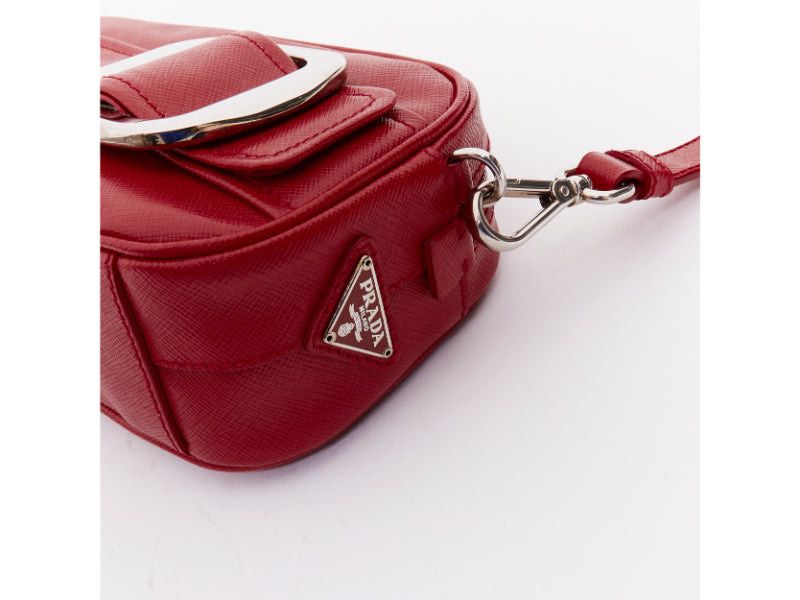 Prada PRADA 2011 Runway Saffiano Buckle Camera red leather silver buckle crossbody bag Size ONE SIZE - 8 Thumbnail