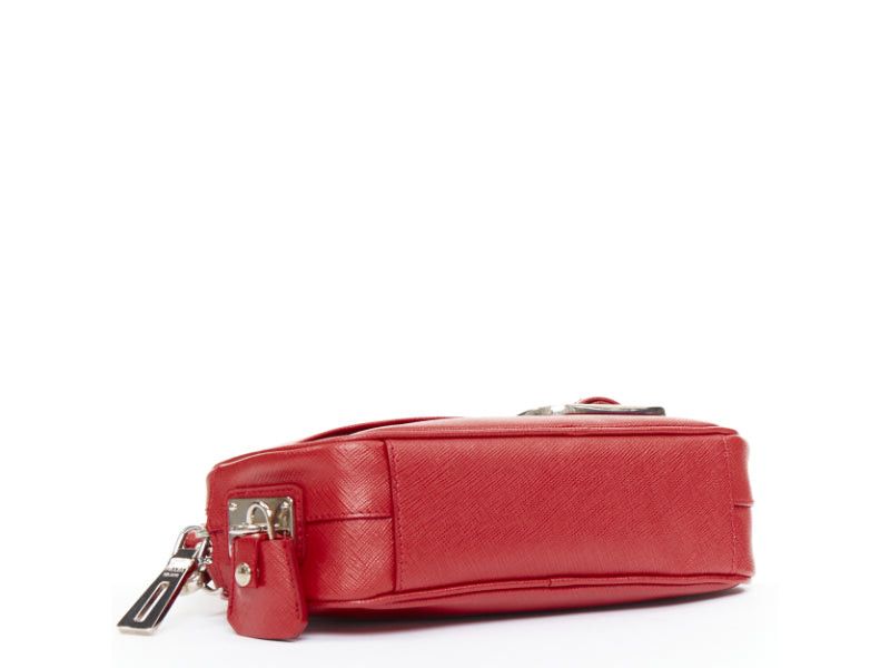 Prada PRADA 2011 Runway Saffiano Buckle Camera red leather silver buckle crossbody bag Size ONE SIZE - 6 Thumbnail