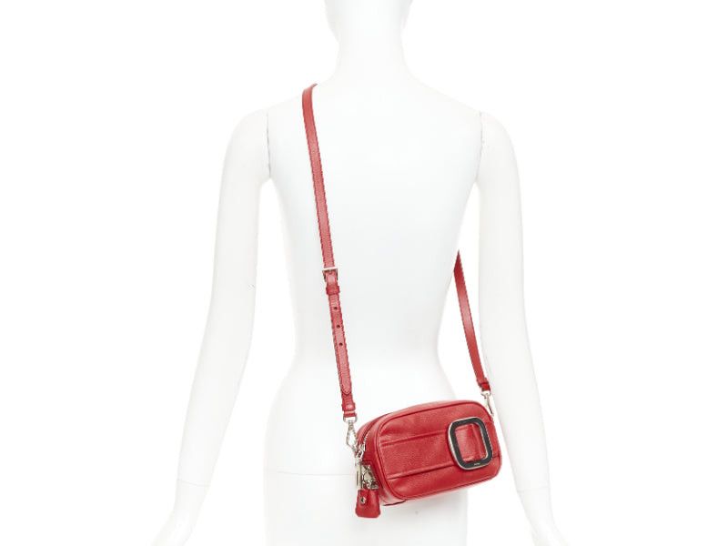 Prada PRADA 2011 Runway Saffiano Buckle Camera red leather silver buckle crossbody bag Size ONE SIZE - 2 Thumbnail