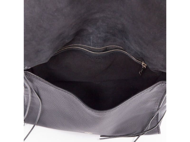 Tod's TOD'S Double Double T black calfskin silver grommet weave fringe shoulder hobo bag Size ONE SIZE - 9 Thumbnail