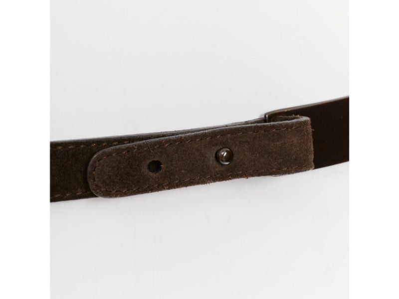 Gucci rare GUCCI Tom Ford Vintage metal plate brown suede leather skinny belt 85cm Size ONE SIZE - 7 Thumbnail