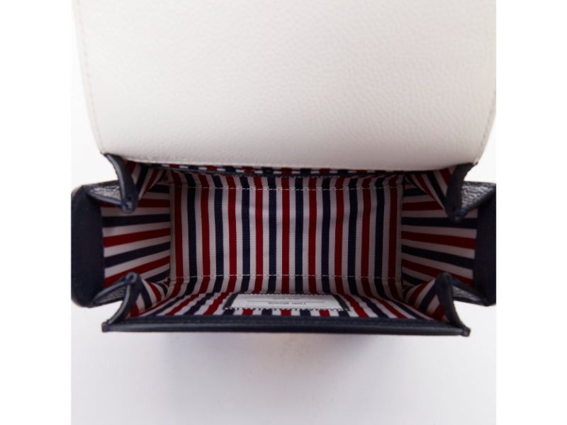 Thom Browne THOM BROWNE Mini Mrs Thom red white navy calfskin stripe detail top handle bag Size ONE SIZE - 9 Thumbnail