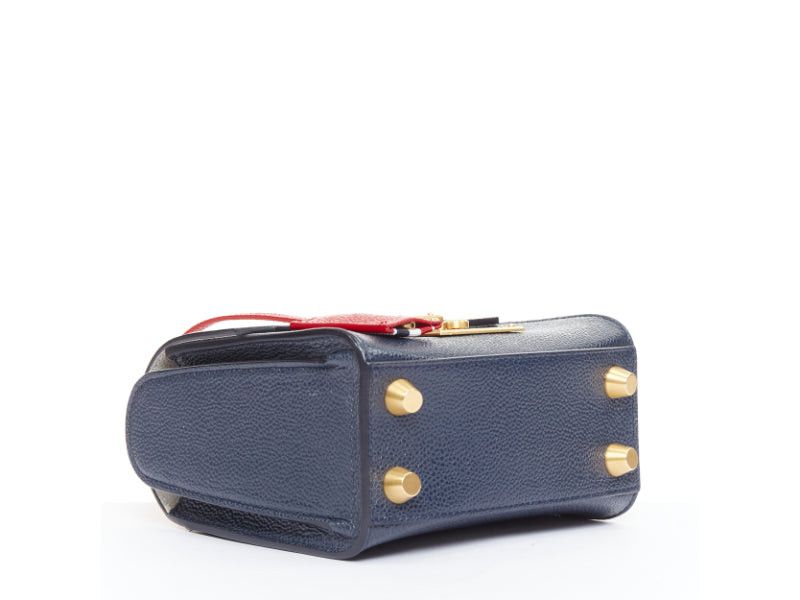 Thom Browne THOM BROWNE Mini Mrs Thom red white navy calfskin stripe detail top handle bag Size ONE SIZE - 6 Thumbnail