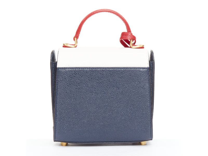 Thom Browne THOM BROWNE Mini Mrs Thom red white navy calfskin stripe detail top handle bag Size ONE SIZE - 5 Thumbnail