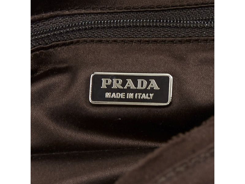 Prada PRADA Vintage brown satin leather beads embroidered top handle bag Size ONE SIZE - 10 Thumbnail