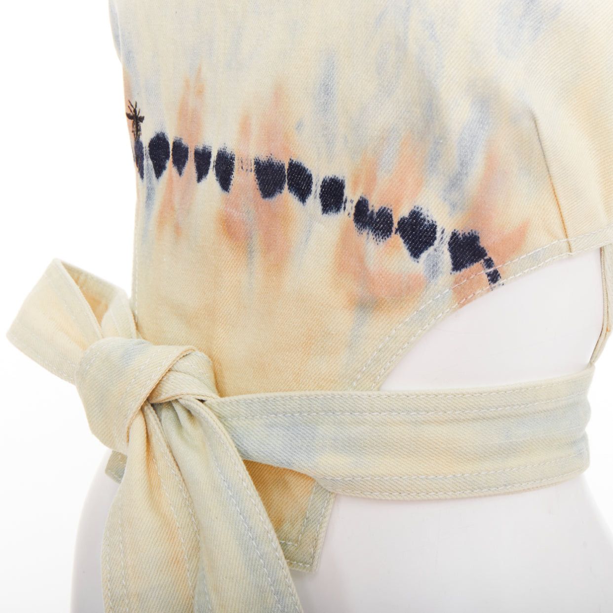 Dior CHRISTIAN DIOR 2021 grey blue tie dye cotton tie open back crop top FR40 S Size M / US 6-8 / IT 42-44 - 2 Thumbnail
